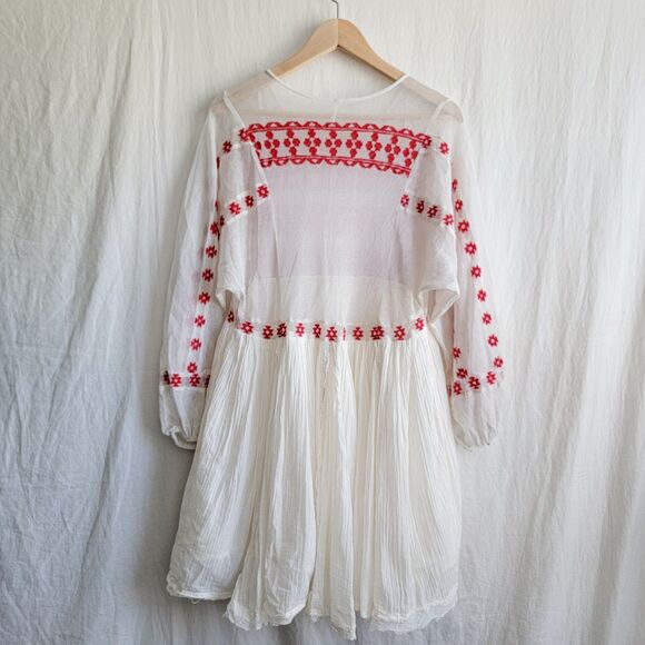 Free People Cream and Red Mini Dress - Picture 3 of 7